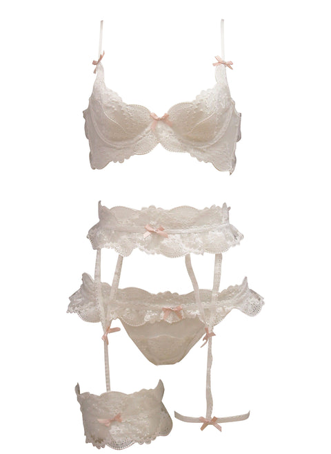 BF Elena 4 Piece Lingerie Set (WT)