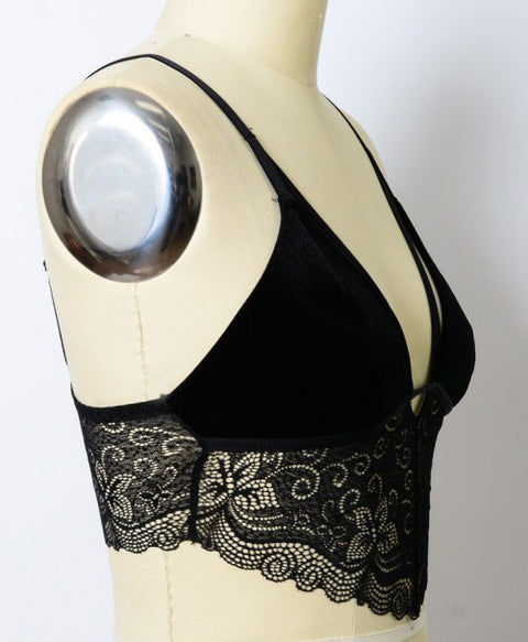 Velvet Longline Strappy Bralette (BD)